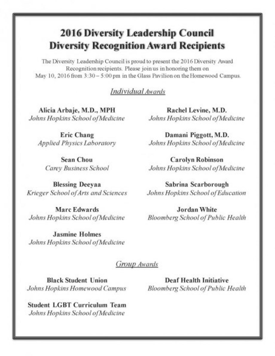 2016 Diversity Awardees Flyer