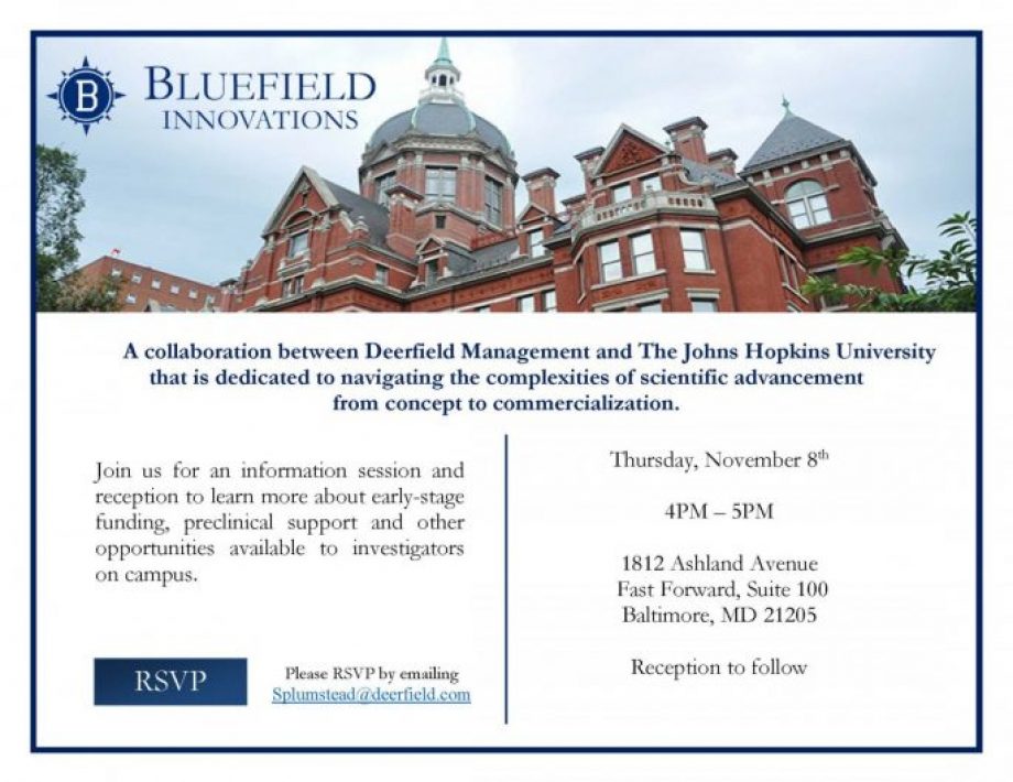 Bluefield Innovations-Johns Hopkins November 8 Event - Flyer