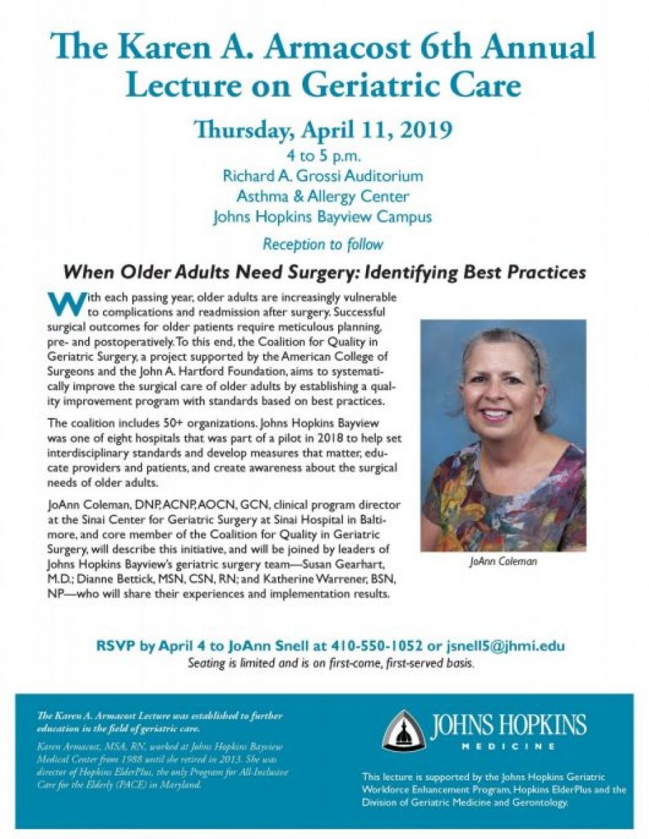 Invitation - The Karen A. Armacost 6th Annual Lecture April 11, 2019